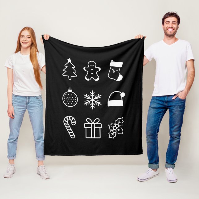 Christmas Doodle Gingerbread Tree Candy Xmas Fleece Blanket (In Situ)