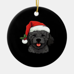 Christmas Doodle Oodle Dog - Black Classic T-Shirt Ceramic Ornament