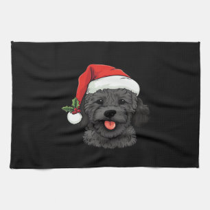 Christmas Doodle Oodle Dog - Black Classic T-Shirt Kitchen Towel