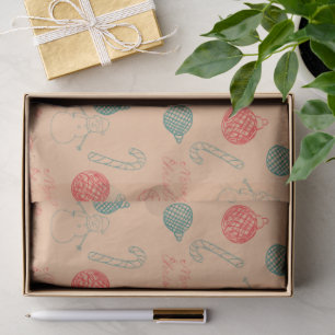 Christmas Doodle Pattern   Snowmen, Trees & Candy  Tissue Paper