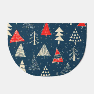 Christmas doodle trees, seamless winter pattern. doormat