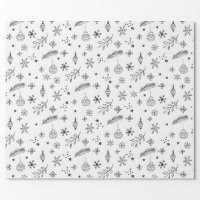 Doodle Christmas pattern red Wrapping Paper, Zazzle