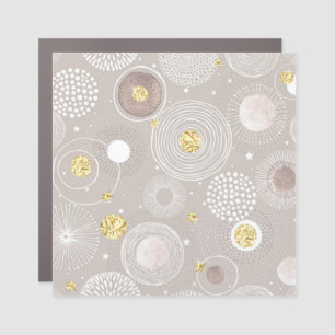 Christmas doodles: golden foil background. car magnet