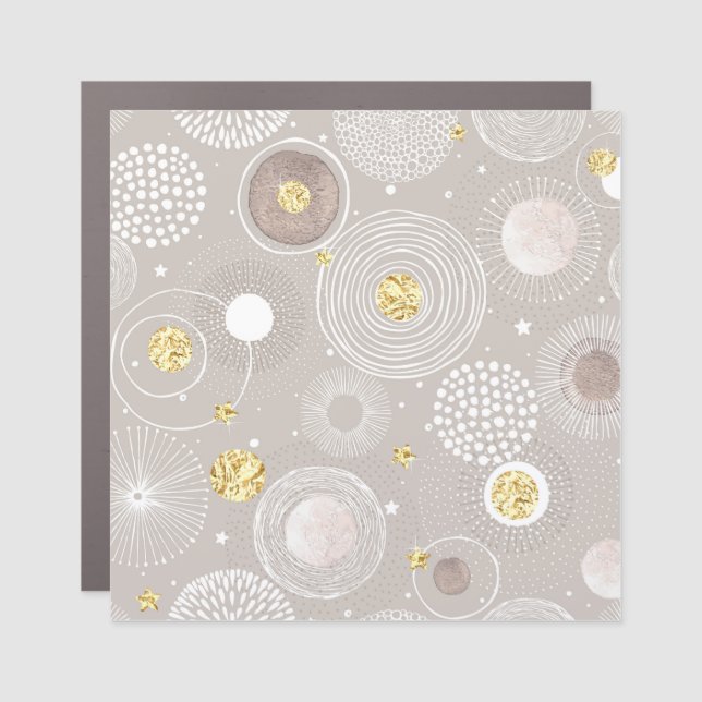 Christmas doodles: golden foil background. car magnet (Front)