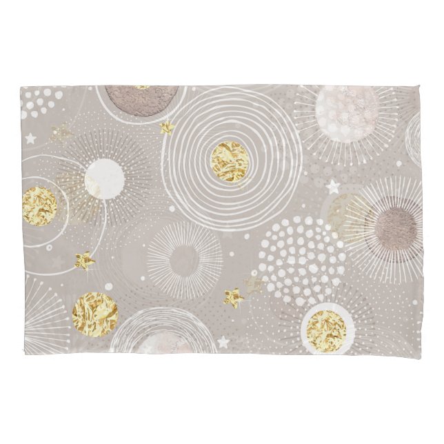 Christmas doodles: golden foil background. pillow case (Front)