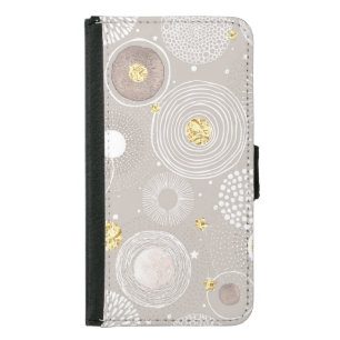 Christmas doodles: golden foil background. samsung galaxy s5 wallet case
