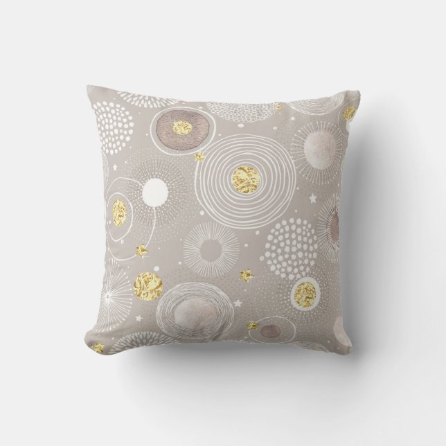 Christmas doodles: golden foil background. throw pillow (Front)