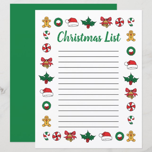 Christmas Doodles Kids Christmas List Template (Front/Back)