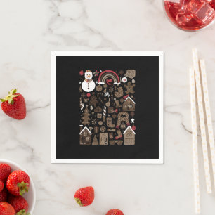 Christmas Doodles Retro Holiday Vintage Trees Napkins