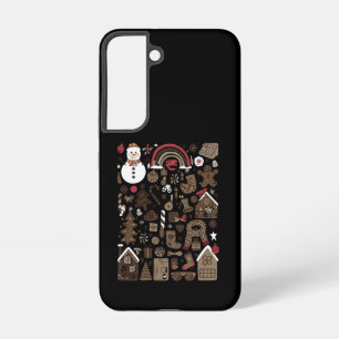 Christmas Doodles Retro Holiday Vintage Trees Samsung Galaxy S22 Case