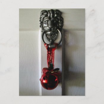 Christmas Door Knocker Holiday Postcard by Crazy_Card_Lady at Zazzle