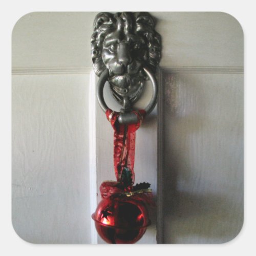 Christmas Door Knocker Square Sticker