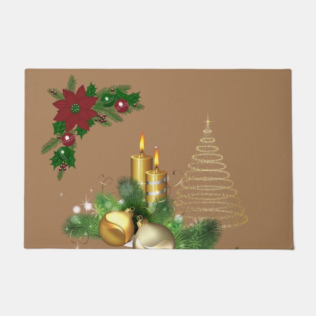 Christmas Door Mat, Christmas Candle Doormat (Front)