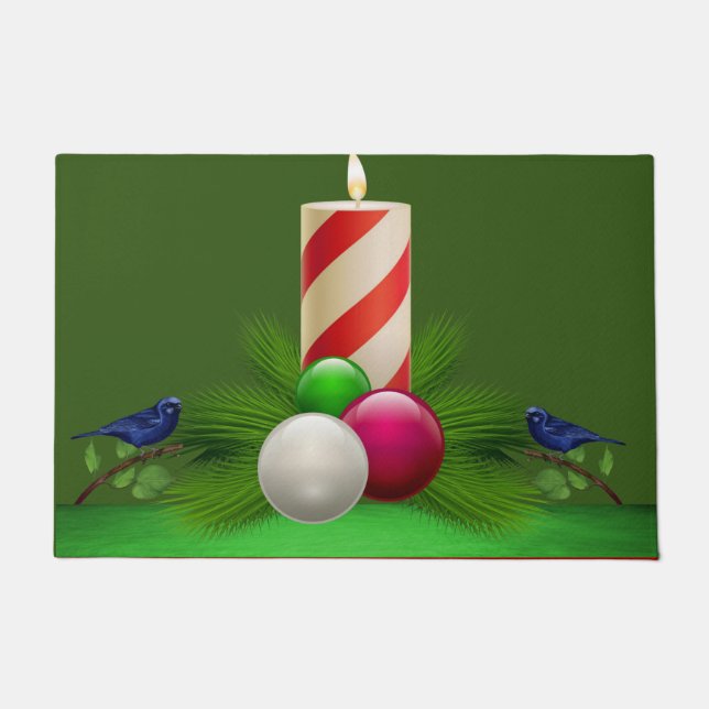 Christmas Door Mat, Christmas Candle Doormat (Front)