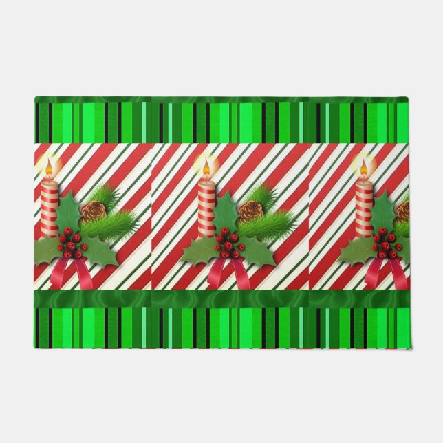 Christmas Door Mat, Christmas Candle Doormat (Front)