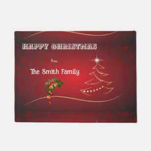 Christmas Door Mat. Customize the welcome and name Doormat