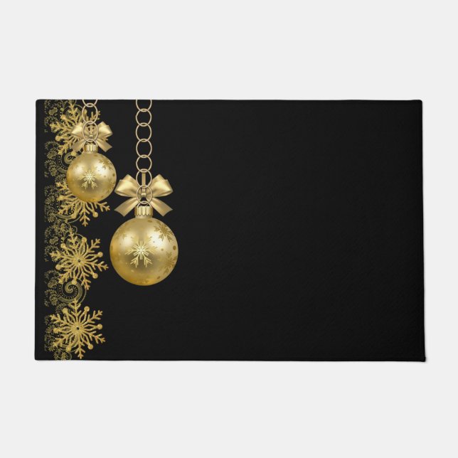 Christmas Door Mat, Gold Balls Doormat (Front)
