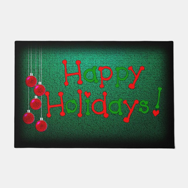 Christmas Door Mat,, Happy Holidays Doormat (Front)