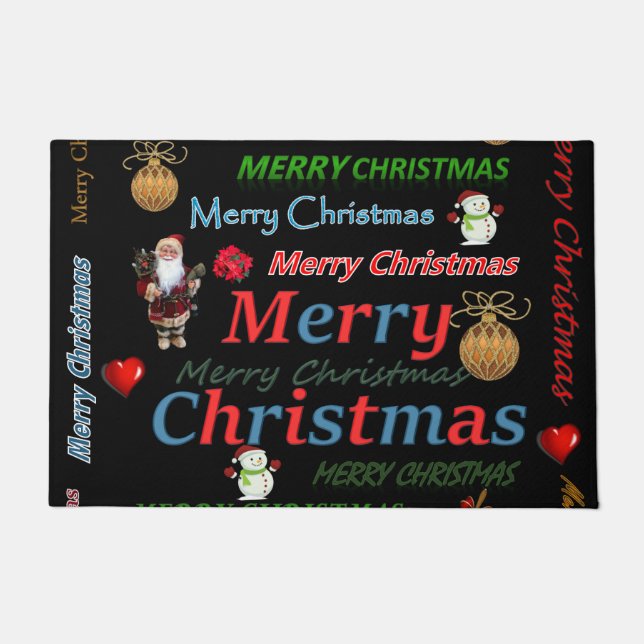 Christmas Door Mat, Merry Christmas Doormat (Front)