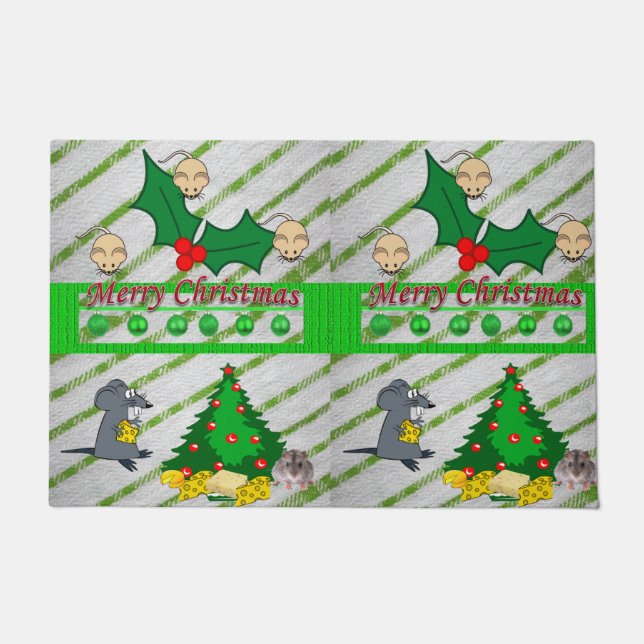 Christmas Door Mat Merry Christmas Mice (Front)