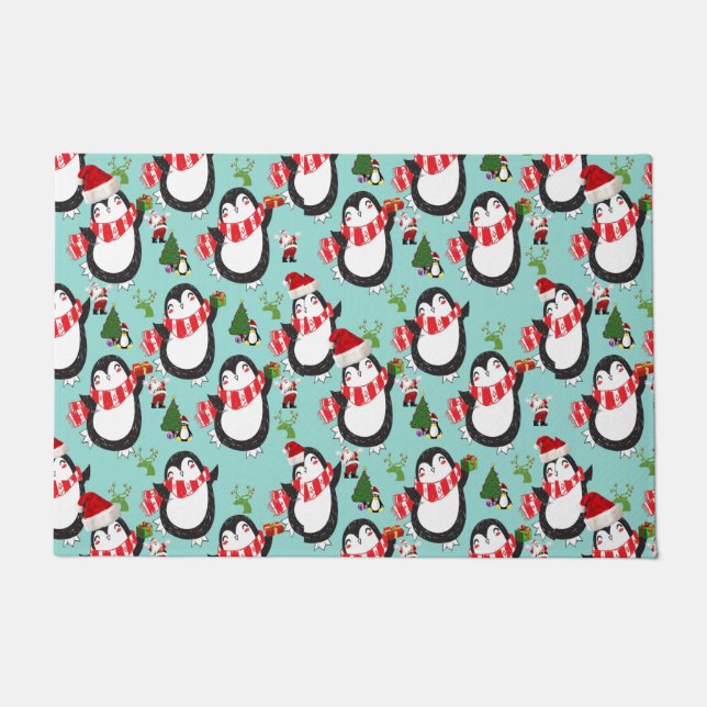 Christmas Door Mat, Penguin Doormat (Front)