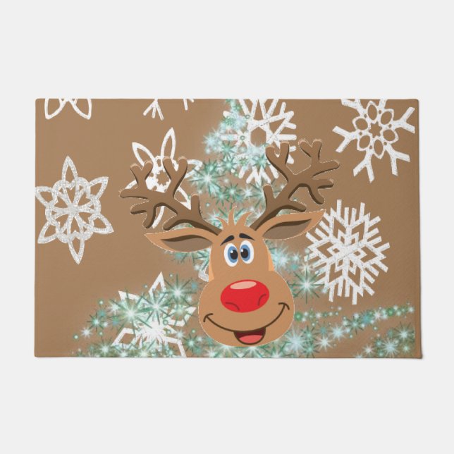 Christmas Door Mat, Reindeer Doormat (Front)