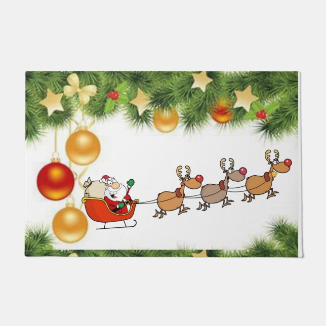 Christmas Door Mat, Santa Doormat (Front)