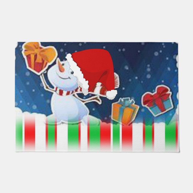 Christmas Door Mat, Snowman Doormat (Front)
