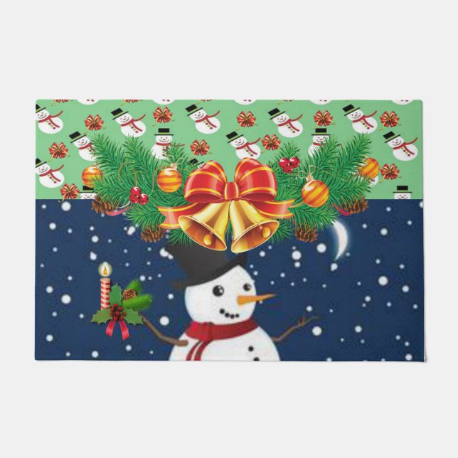 Christmas Door Mat, Snowman Doormat (Front)