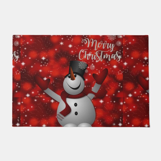 Christmas Door Mat, Snowman Doormat (Front)