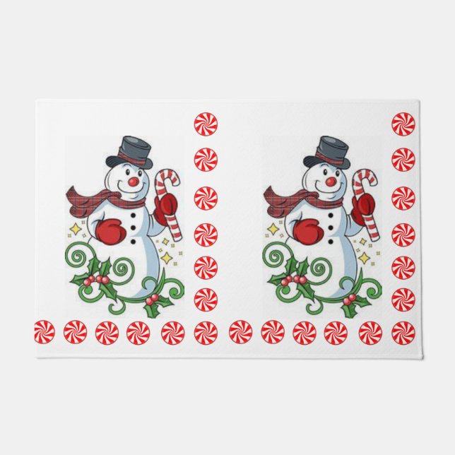 Christmas Door Mat, Snowman Doormat (Front)