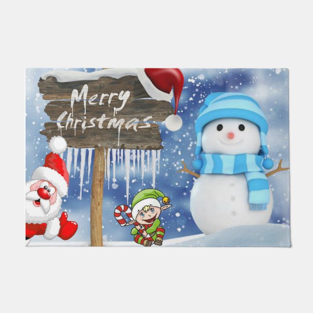 Christmas Door Mat, Snowman Doormat (Front)