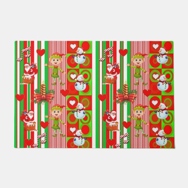 Christmas Door Mat, Snowman Doormat (Front)