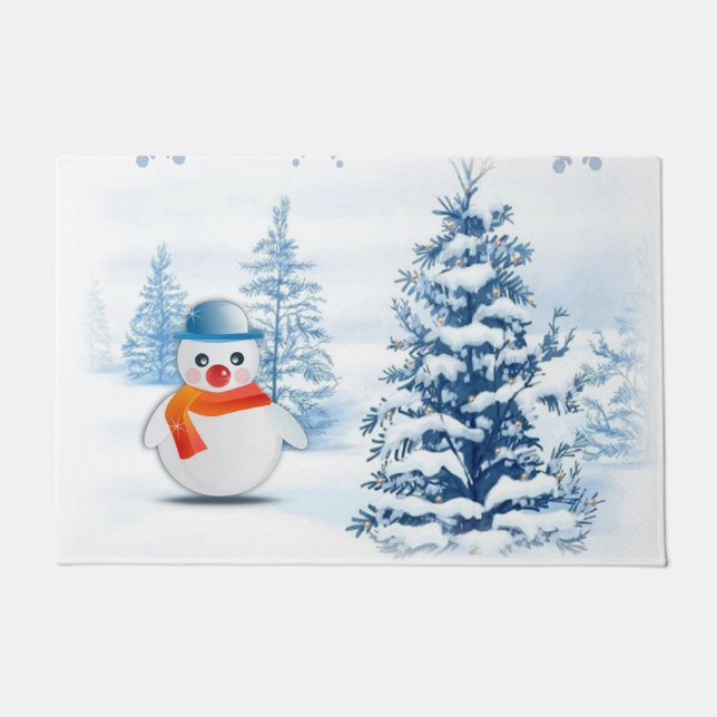 Christmas Door Mat, Snowman Doormat (Front)