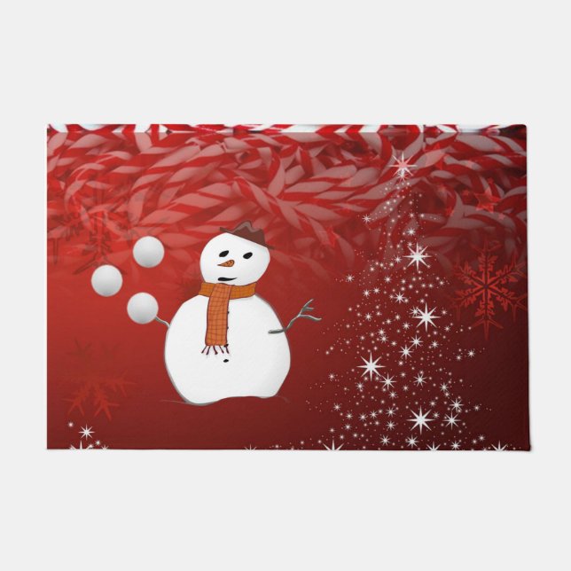 Christmas Door Mat, Snowman Doormat (Front)