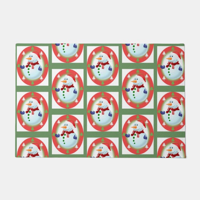Christmas Door Mat, Snowman Doormat (Front)
