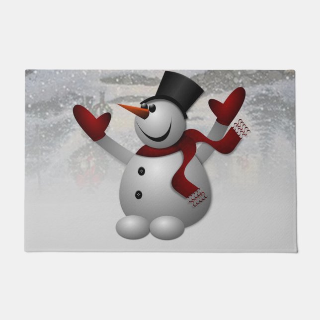 Christmas Door Mat, Snowman Doormat (Front)