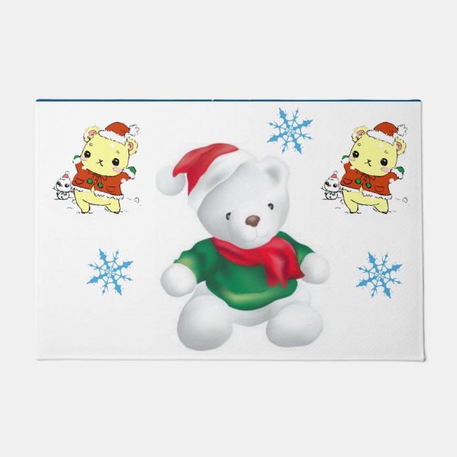 Christmas Door Mat, Teddy Bear Doormat (Front)