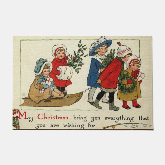 Christmas Door Mat, Vintage Doormat (Front)