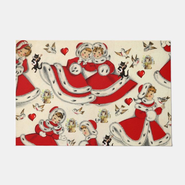 Christmas Door Mat, Vintage Doormat (Front)