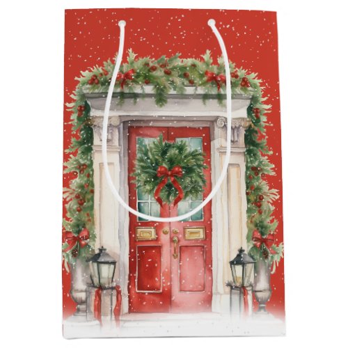 Christmas Door With Snowflakes Medium Gift Bag