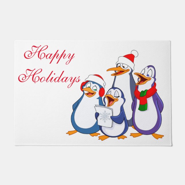 Christmas Doormat-Merry Penguins Doormat (Front)