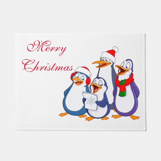 Christmas Doormat-Merry Penguins Doormat (Front)
