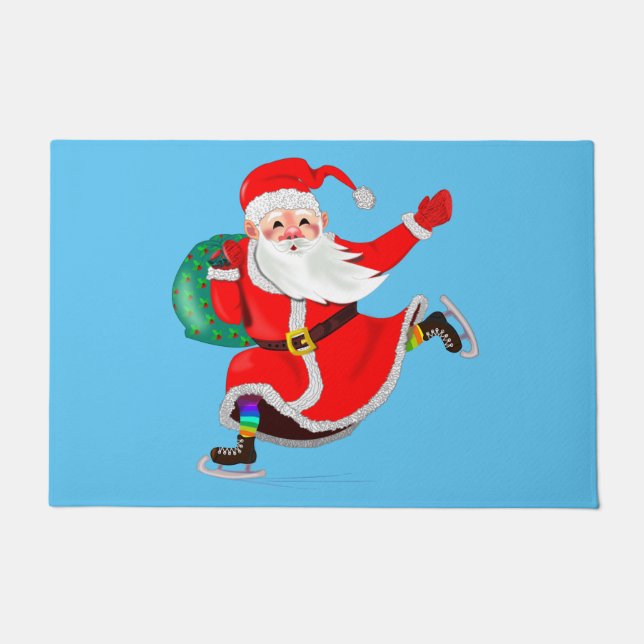 Christmas Doormat Santa Claus with Gift (Front)