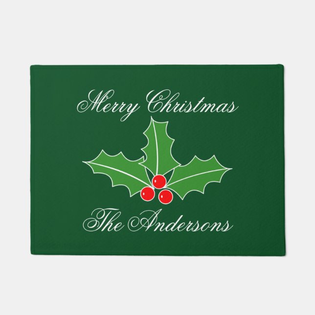 Christmas doormat with personalized family name (Front)