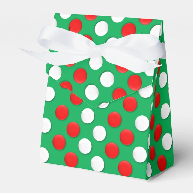 Christmas Dots Red White And Green Favor Box (Front Side)