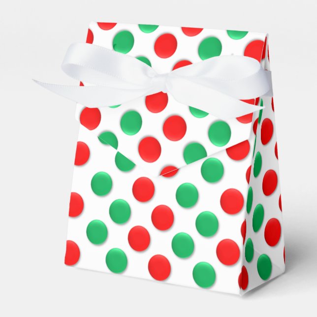Christmas Dots Red White And Green Favor Box (Front Side)