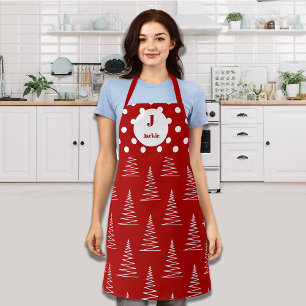 Christmas Dots & Trees Custom Name Apron