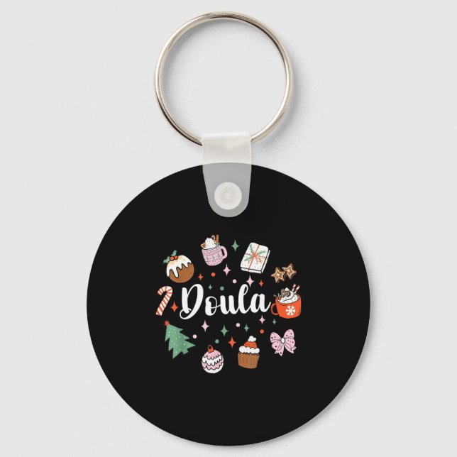 Christmas Doula Midwife Birth Worker Stpartum Xmas Keychain (Front)