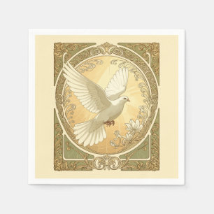 Christmas Dove Art Nouveau Aesthetic Design Napkins